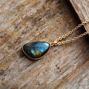 Natural Stone Pendant Necklace Labradorite Gold Tone Chain Chokers Necklaces Designer Gems Jewelry Bijou Bohemian