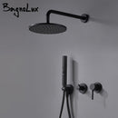 Built-in Shower Mixer Faucet Diverter With Water Outlet Holder Bagnolux Black Brass Rain Hand-Held Head Bathroom Set