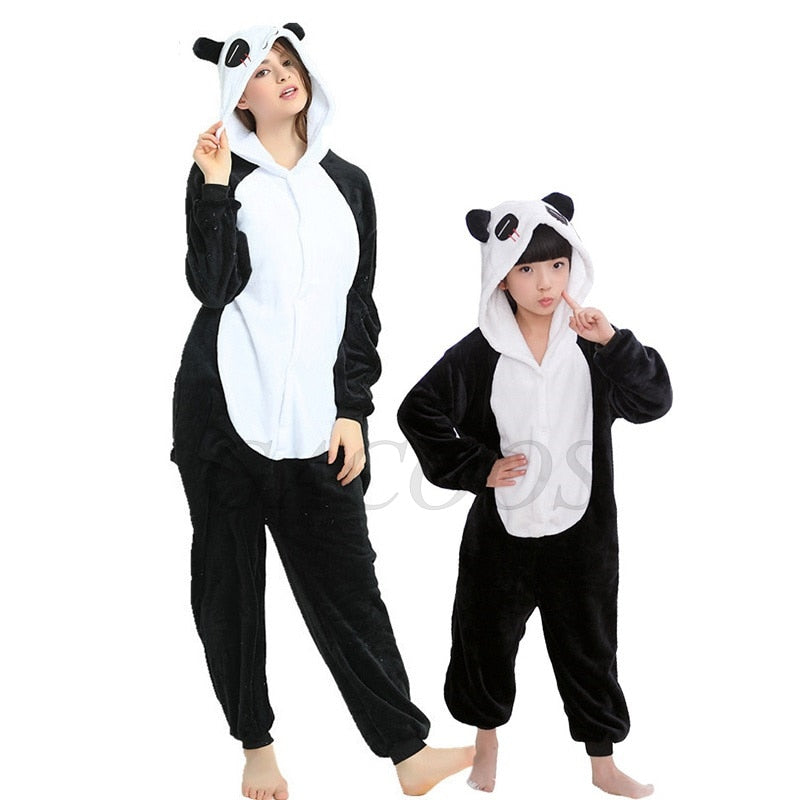 Stitch Onesies Kigurumi invierno mujer Panda pijamas niños niñas animales pijamas adultos niños disfraces franela dibujos animados ropa de dormir