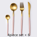 24Pcs/set Steak Knife Fork Coffee Spoon Teaspoon Gold Cutlery Kitchen Tableware Upscale Stainless Steel Western Tableware Set