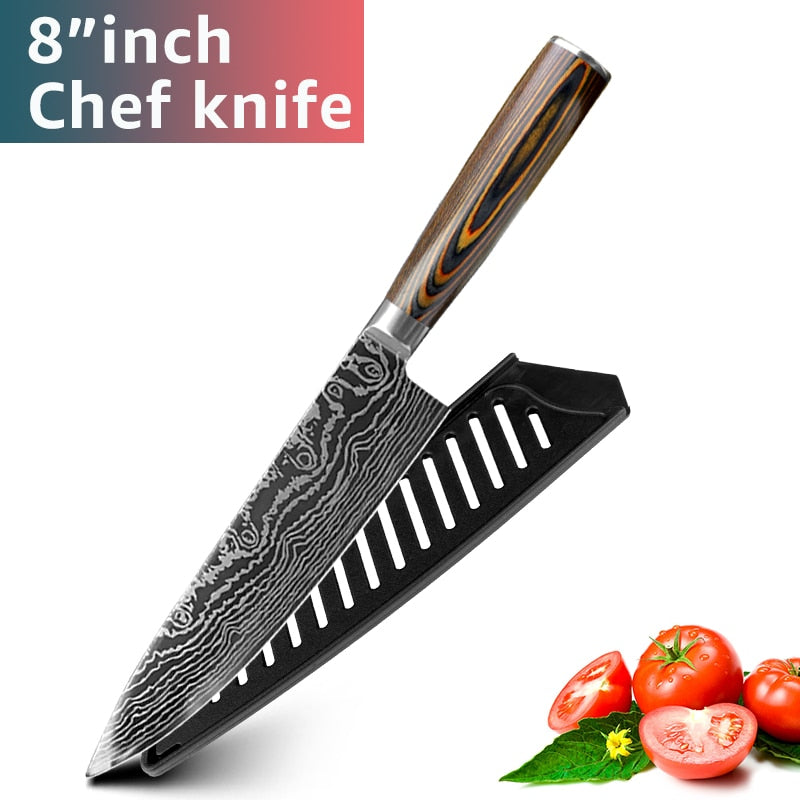 Kitchen Knives Set Stainless Steel 7CR17 Japanese Style Chef Knife Bread Meat Cleaver Paring Kitchen Knife Kitchen Accessories