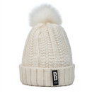 New Women Warm Thick Hat Fashion Winter Hats For Woman Add Fur Lined Knitted Cap Letter B Beanie Hat Girls Pompom Knitted Hat