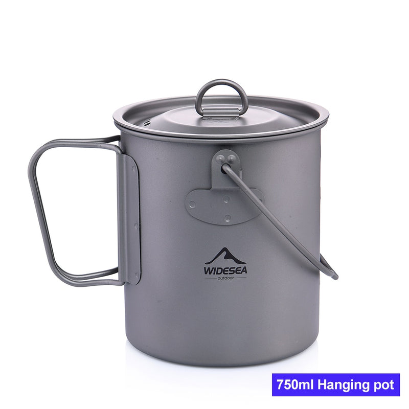 Widesea Camping Mug Titanium Cup Tourist Tableware Picnic Utensils Outdoor Kitchen Equipment Travel Cooking set Cookware Hiking