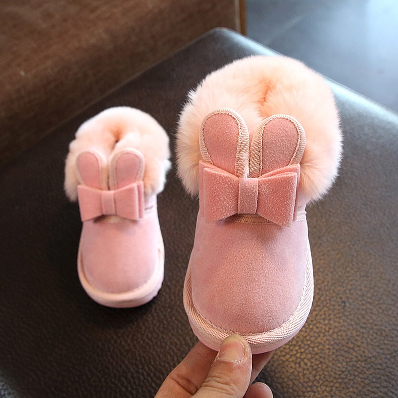 AINYFU bebé niña botas de nieve niños niña bota invierno cálido conejo de peluche princesa zapatos niños zapatillas encantadoras botas suaves B194