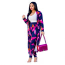 2 Piece Women Set 2020 New African Tie Dye Print Elastic Pants Rock Style Dashiki Famous Suit For Lady coat and leggings 2pcs/se