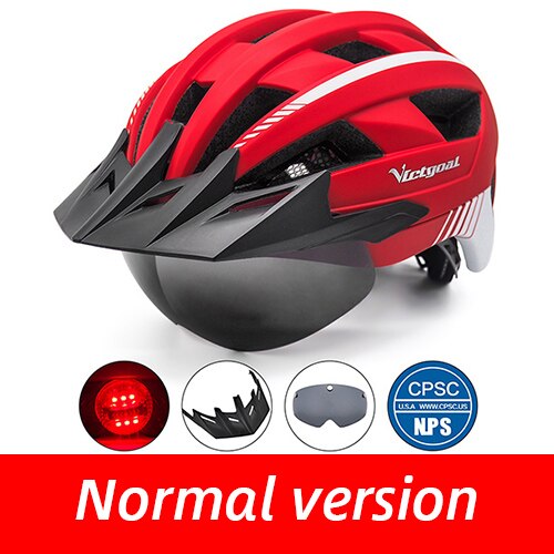 Victgoal casco de bicicleta LED montaña carretera USB recargable luz casco de ciclismo para hombre visera gafas hombres MTB bicicleta casco