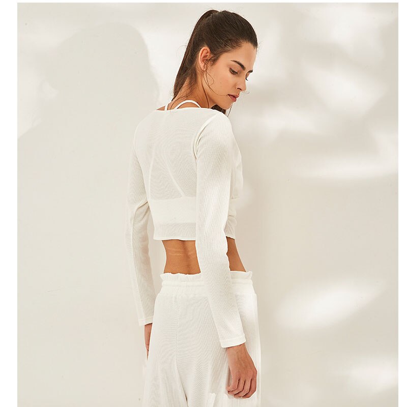 Women Long Sleeves Yoga Crop Top Ribbed Female Breathable Sport T Shirt Workout Fitness shirt Gym top Running  Sweater clothes