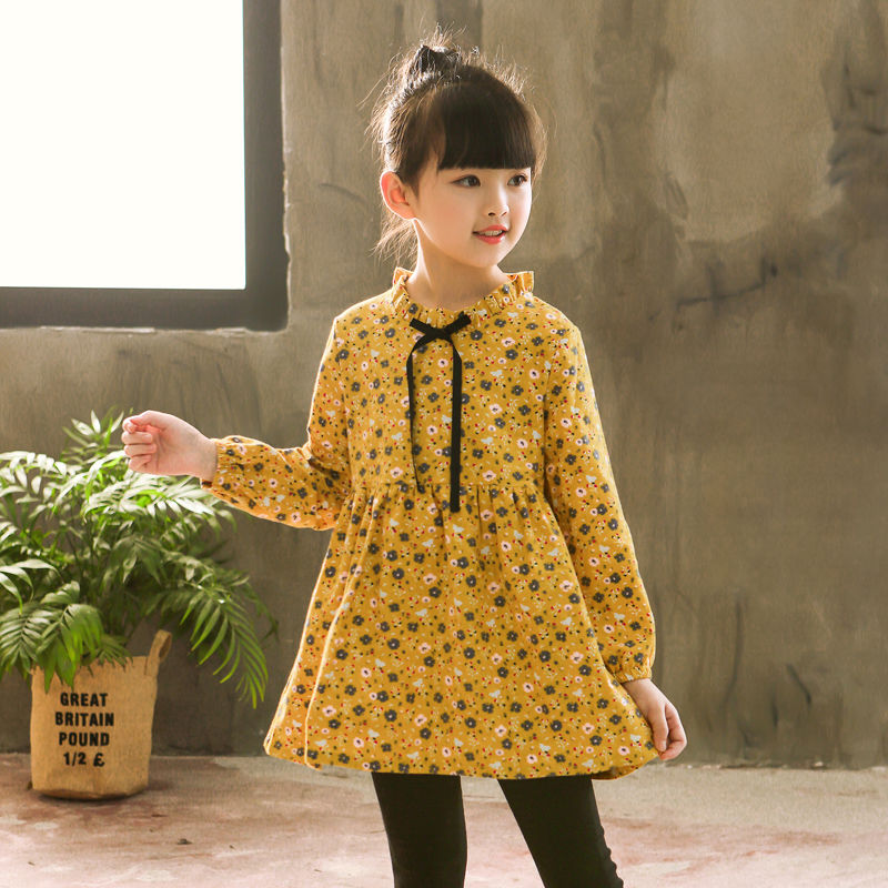 2022 Spring Autumn Girl Dress Cotton Long Sleeve Children&