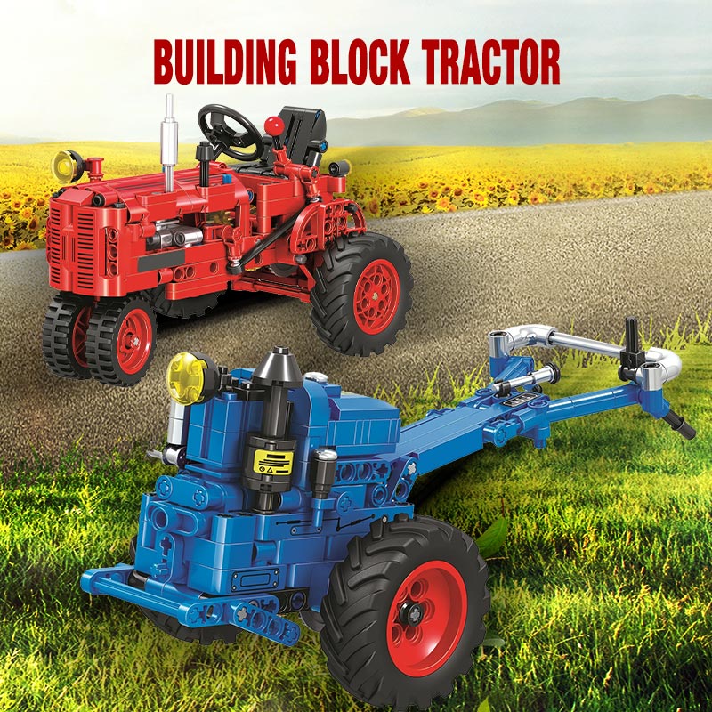 DIY Classic Old Tractor Car Building Blocks City Walking Tractor Truck Bricks Educational Toys for Children