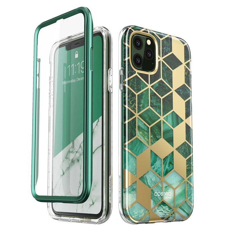 Funda i-blason para iPhone 11 Pro Max de 6,5 pulgadas (2019), carcasa de parachoques de mármol con brillo de cuerpo completo Cosmo con protector de pantalla incorporado