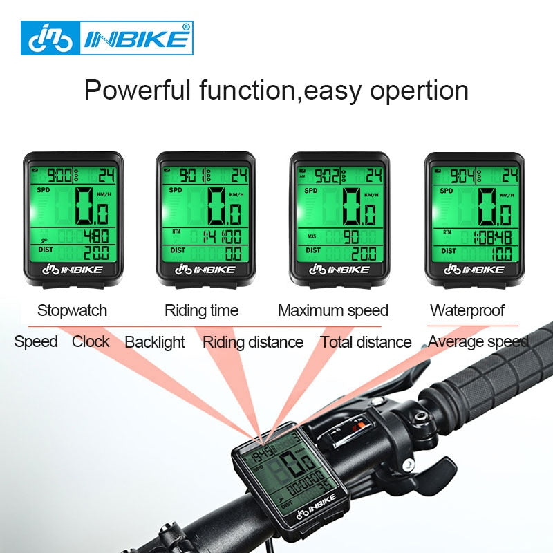 INBIKE Waterproof Bicycle Computer Wireless And Wired MTB Bike Cycling Odometer Stopwatch Speedometer Watch LED Digital Rate