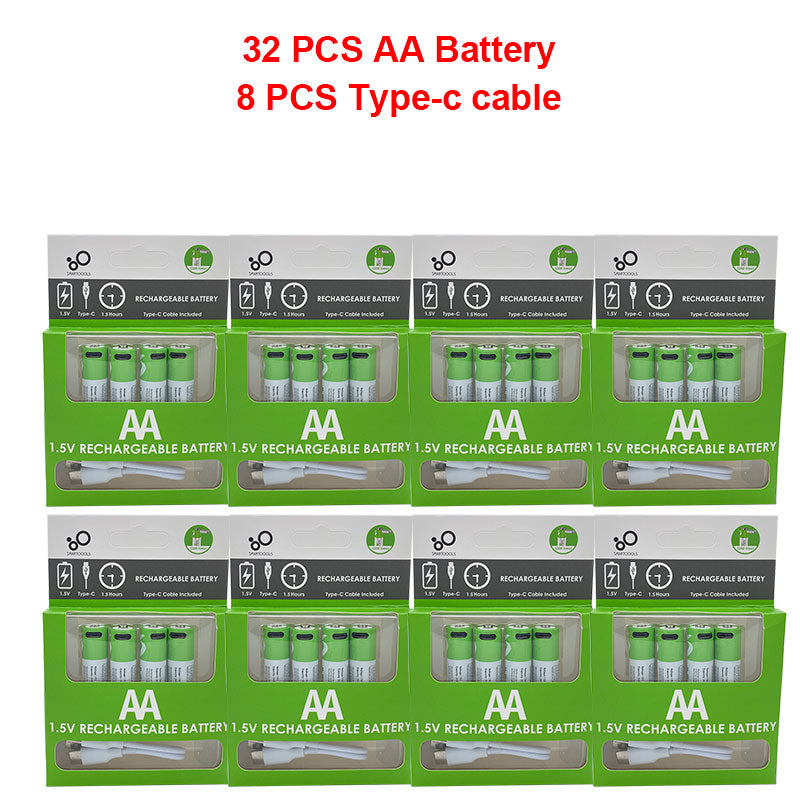 Neue Original AA 1,5 V 2600 mWh USB wiederaufladbare Li-Ion-Batterie für Fernbedienung Maus kleiner Lüfter Elektrische Spielzeugbatterie + Kabel