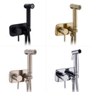 Bidé de latón para inodoro, juego de pañales de bidé de mano, juego de ducha de baño negro frío y caliente, rociador Shattaf, Kit de ducha de chorro portátil