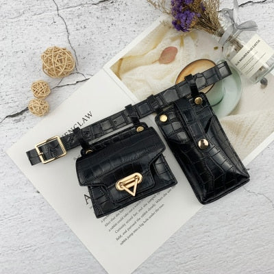 Women Waist Bag Fashion Leather Waist Belt Bag Crossbody Chest Bags Girl Fanny Pack Small  Phone Pack shoulder strap Packs 03037