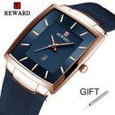 REWARD Top Brand Men's Watch Business Relogio Masculino Square Quartz Man Watch Men Wristwatch Full Steel Waterproof Male Watch