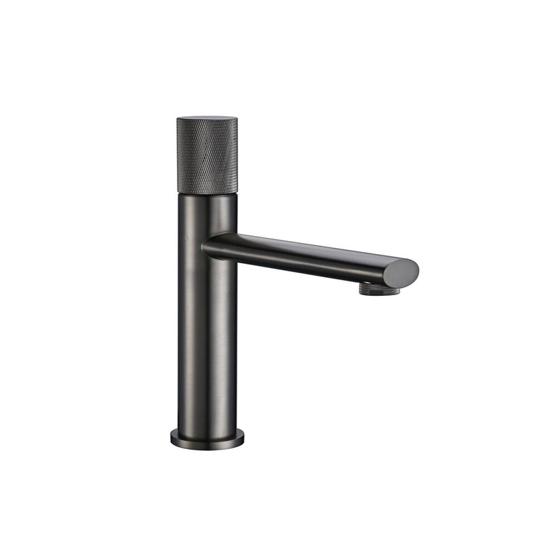 Deck Mount Water Faucet Mixer Tap Single Knurled Handle One Hole Hot Cold Washbasin Bathroom Basin Swivel Knurling Knob Design