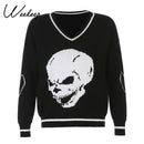 Weekeep Y2k Chic Print Streetwear Oversized Sweater Women's Casual Autumn Winter Knitted Jumper Fashion Loose Knitwear Pullovers