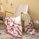 Tassles Blanket Sofa Knit Throw Blanket Mustard Pink Soft fringed Blanket Travel 130x160cm Home Sofa Chair Couch Bed  50"x62"