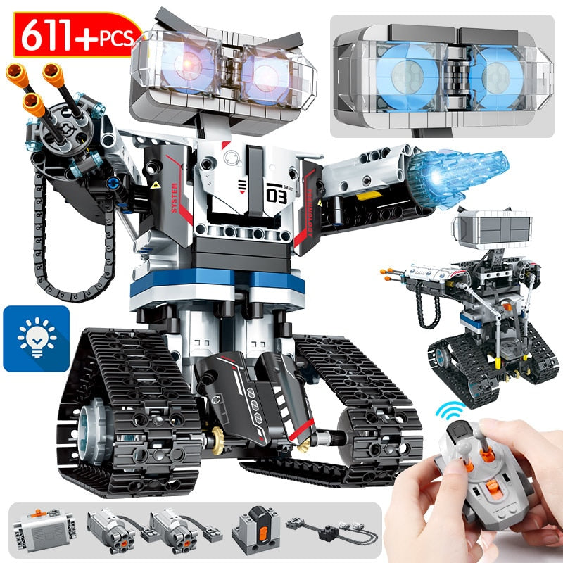 611PCS NEW City RC Robot Electric Building Blocks Remote Control Intelligent Robot Car Brick Toys For Children