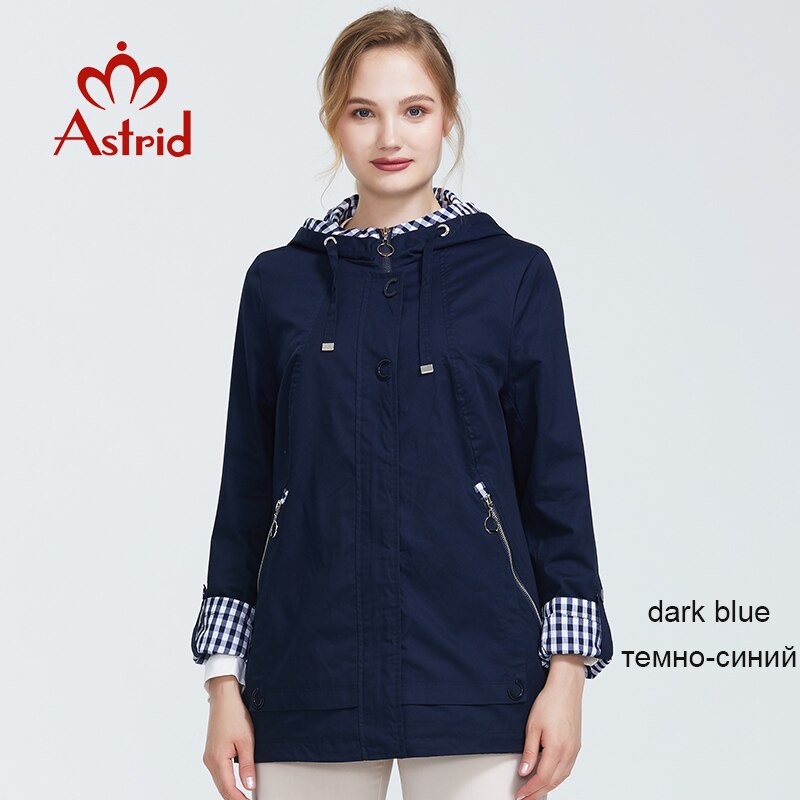 Astrid Spring Autumn new arrival woman Oversize short trench coat for women with a hood lady coat female with zipper AS-9013