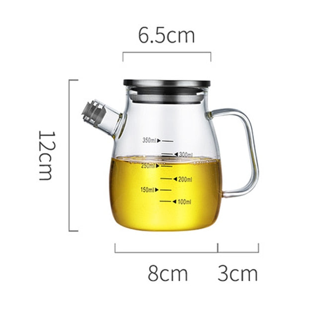 Transparent Glass Oil Bottle with Handle Scale Heat-resistant High Borosilicate Kitchen Supplies Soy Sauce Vinegar Container