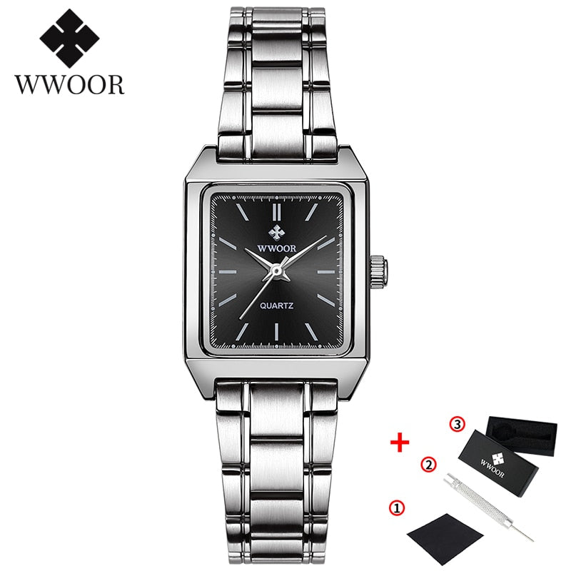 Montre Femme 2022 WWOOR Luxusmarke Damenuhren Mode Rechteck Kleine Uhr Frau Quarz Kleid Damen Armband Armbanduhr