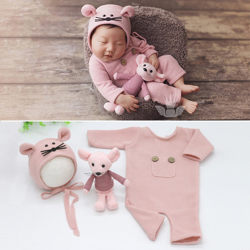 Baby Neugeborene Fotografie Requisiten Maus Puppe Baby Junge Mädchen Strampler Bodysuits Outfit Fotografie Baby Studio Shooting Requisiten Kleidung