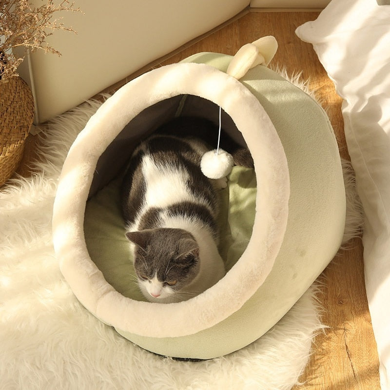 Niedliches Winter-Katzenhöhlenbett, warmer Haustierkorb, Kätzchenhütte, Katzenhaus, Zelt, weiches kleines Hundemattenkissen, waschbare Kissenbetten für Katzen