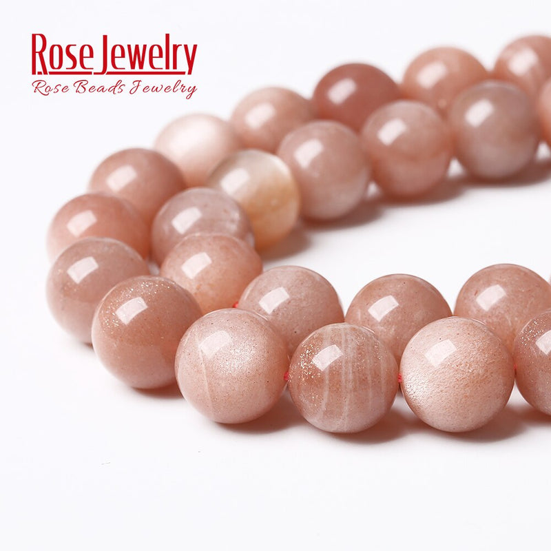 AAAAA Quality Natural Sunstone Quartz Peach Round Loose Beads 15" Strand 4 6 8 10 12 MM Pick Size For Jewelry Making Bracelet