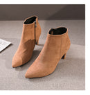 Boots Women Autumn Ankle Boots Sexy Flock High Heels 7CM Point Zipper Leopard Half Short Winter Boots Female Adult Shoes