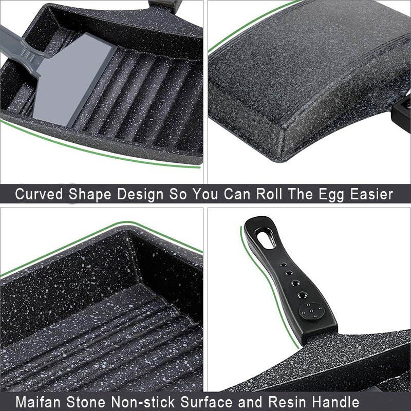 TEENRA Wave Bottom Maifanite Stone Egg Rolling Pan Non-stick Egg Frying Pan Bacon Hot Dog Eggs Maker For Breakfast Kitchen Tools