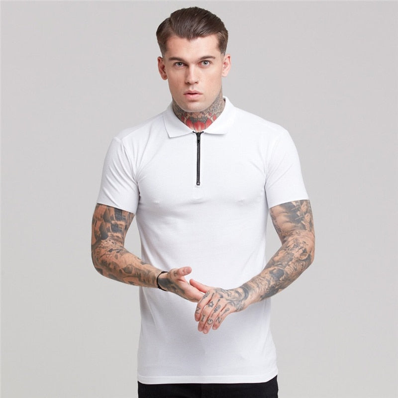 Polo sólido de verano para hombre, polos ajustados de manga corta, ropa de calle de moda, camisetas de algodón para hombre, camisetas de Golf informales para deportes de Fitness