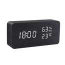 Reloj despertador LED Digital de madera alimentado por USB/AAA, reloj de mesa con temperatura, humedad, Control de voz, despertador, relojes electrónicos de escritorio