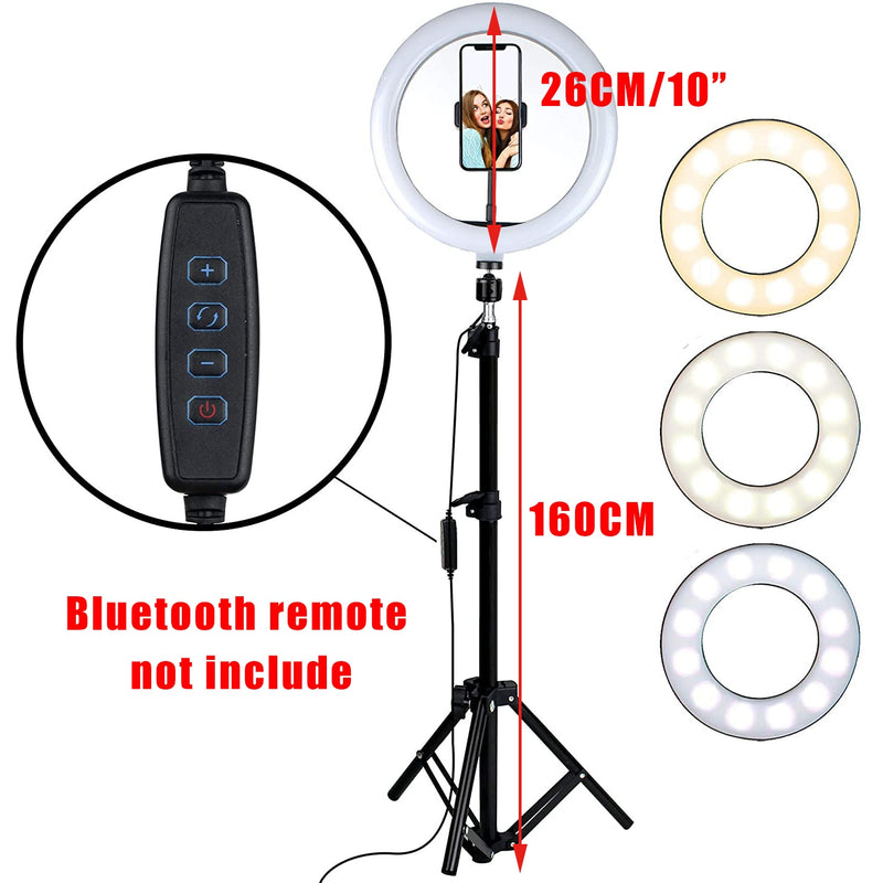 Anillo de luz LED de relleno, trípode de 160CM, soporte para teléfono, maquillaje para Selfie, transmisión en vivo, lámpara de fotografía regulable de YouTube