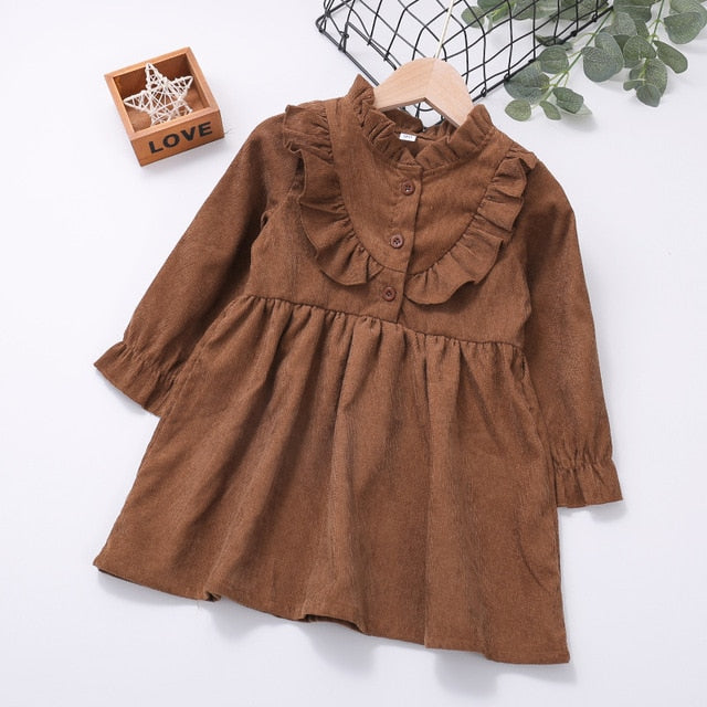 Humor Bear Otoño Invierno niño niña vestido de manga larga de algodón volantes princesa vestido niños pana plisado moda bebé vestido