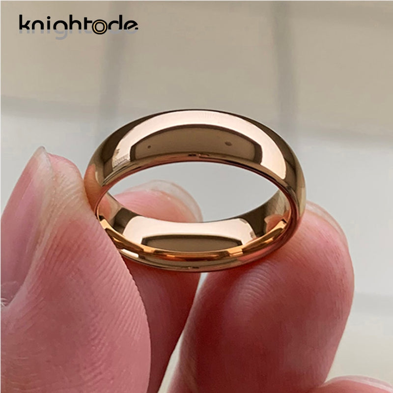 Classic Rose Gold Tungsten Wedding Ring For Women Men Tungsten Carbide Engagement Band Dome Polished Finish 8mm 6mm Ring