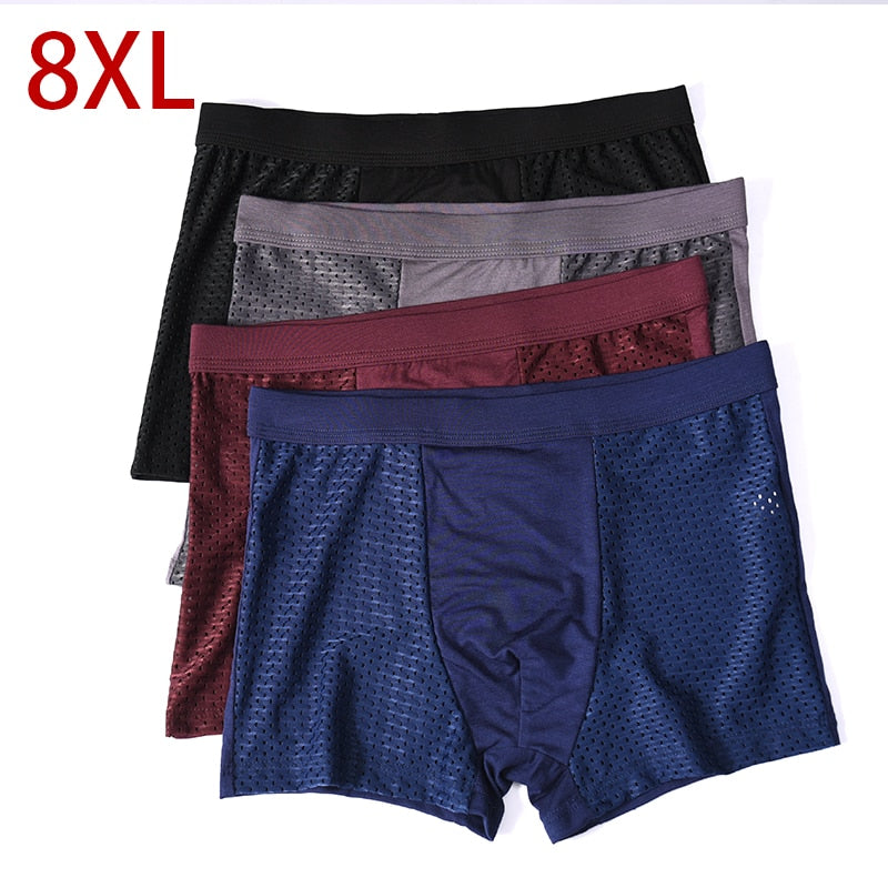 Ropa interior de hombre de fibra Banboo 8XL Plus, bóxer masculino, bragas sólidas, pantalones cortos, ropa interior transpirable para hombre, bóxer íntimo para hombre, 4 Uds.