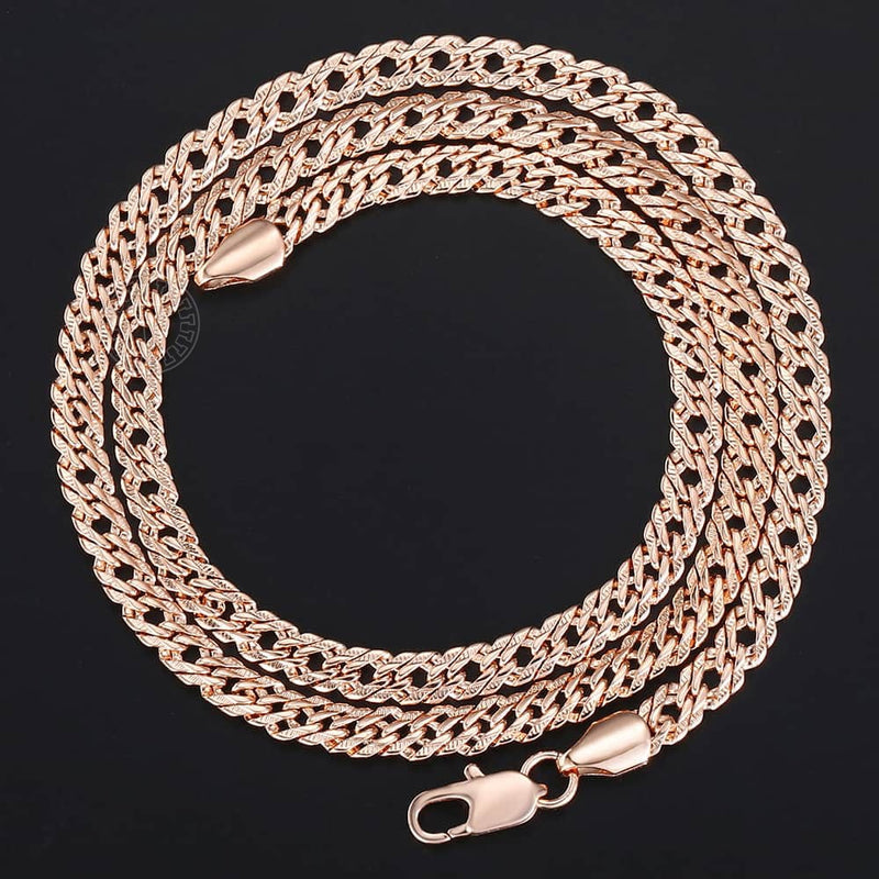 Collares Trendsmax para mujeres y hombres, collar de cadena de eslabones venecianos de oro rosa 585, 45cm, 55cm, 60cm, joyería de moda KGN453