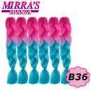 24 Zoll Jumbo Braids Synthetisches Haar für Box Braid Ombre Braiding Hair Extensions Three Tone Schwarz Braun Blau Pink Mirra's Mirror