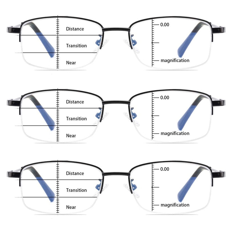 Gafas de lectura multifocales progresivas para ordenador, gafas de lectura multifocales con bisagra de resorte de aleación de titanio y bloqueo de luz azul