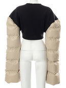 Sisterlinda Frühlings-Patchwork-Daunen-Puffermantel-Frauen-Jacke Extra lange Ärmel Warme Blasen-Weihnachts-Crop-Oberbekleidung-Damen-Outfit