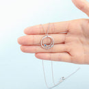 JewelOra 925 Sterling Silver Personalized Name Necklace with 2 Birthstones Custom Double Circle Couple Necklaces for Lovers