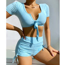 New Women Seamless Yoga Set Fitness Sports Suits Gym Clothing Push Up 2 Pieces Bra+Gym Short Pants Female Running Workout Pants