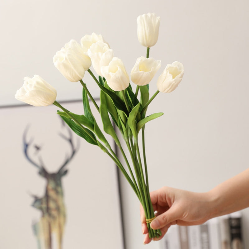10pcs Tulip Artificial Flower Branch PU Tulipas Flor Artificial Bouquet Real Touch Fake Flower for Wedding Home Table Decoration
