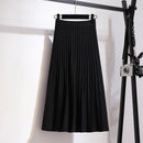 TIGENA Koreanische Schule Strick Midirock Damenmode 2021 Herbst Winter Casual Knielangen Hohe Taille Faltenrock Weiblich Grün