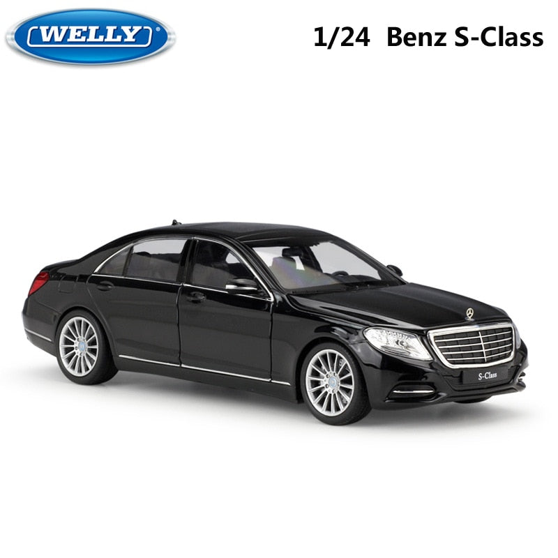 WELLY 1:24 Escala Simulador Modelo Coche Benz Clase S Coche clásico Diecast Coche de aleación de metal Juguetes para niños Regalo Colección de coches de juguete