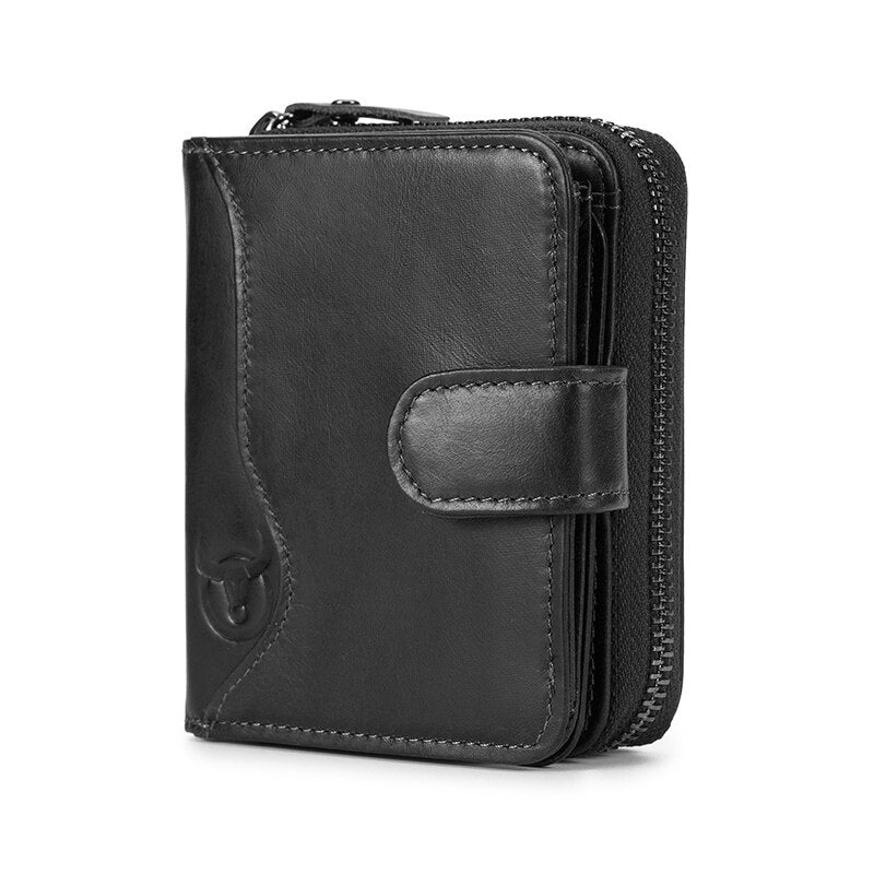 Cartera de cuero para hombre BULLCAPTAIN, carteras de negocios, tarjetero multifunción, caja pequeña para tarjetas