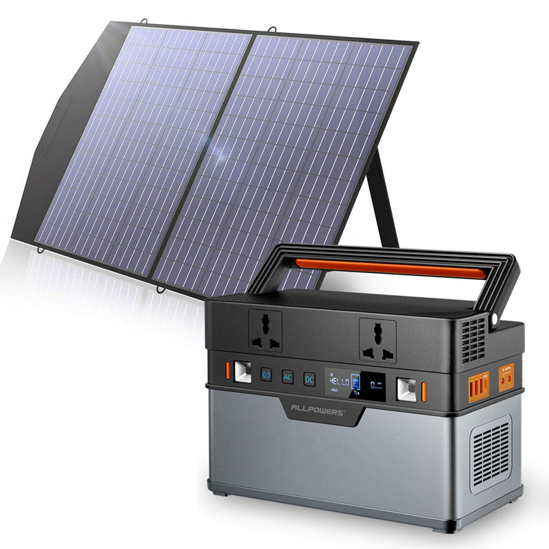 Generador solar ALLPOWERS, estación de energía portátil de 110 V/220 V, energía de respaldo de emergencia móvil con cargador de panel solar plegable de 18 V