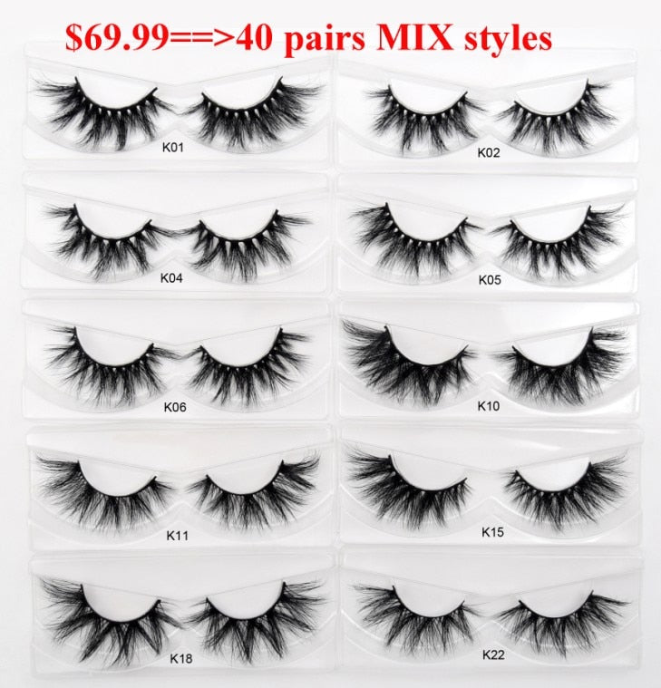 30/40/100/pairs Visofree Mink Eyelashes with Tray No Box Handmade Natural False Eyelashes Full Strip Lashes Reusable Long lashes