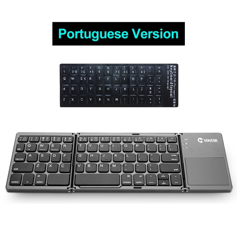 Folding Bluetooth Keyboard Wireless Klavye English/Russian/Spanish/Arabic/Hebrew/Portugues for IOS/Android/Windows ipad Tablet